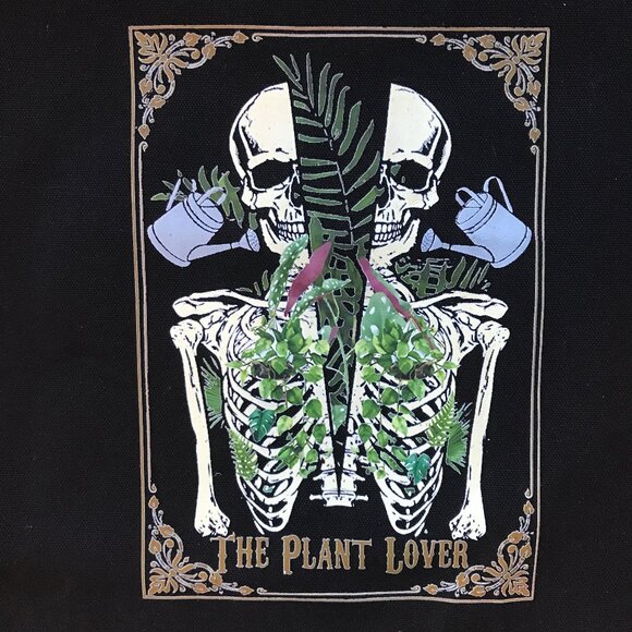 Garden Goth Punk The Plant Lover Skeleton Watering Can Black Canvas Tote Back - Picture 2 of 6